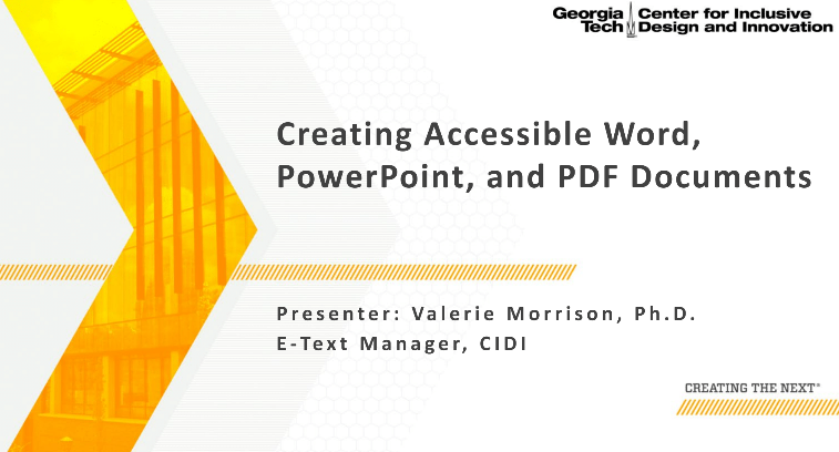 Creating Accessible Word PowerPoint and PDF Webinar Thumbnail
